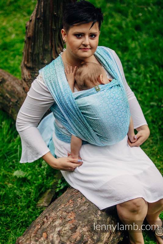 Żakardowa chusta do noszenia dzieci, bawełna - BIG LOVE - MROŻONA MIĘTA - rozmiar S (drugi gatunek) #babywearing
