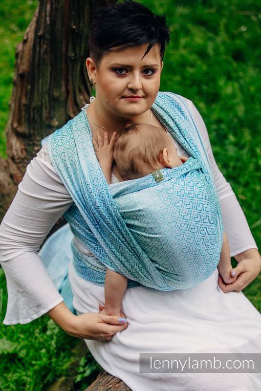 Żakardowa chusta do noszenia dzieci, bawełna - BIG LOVE - MROŻONA MIĘTA - rozmiar L #babywearing