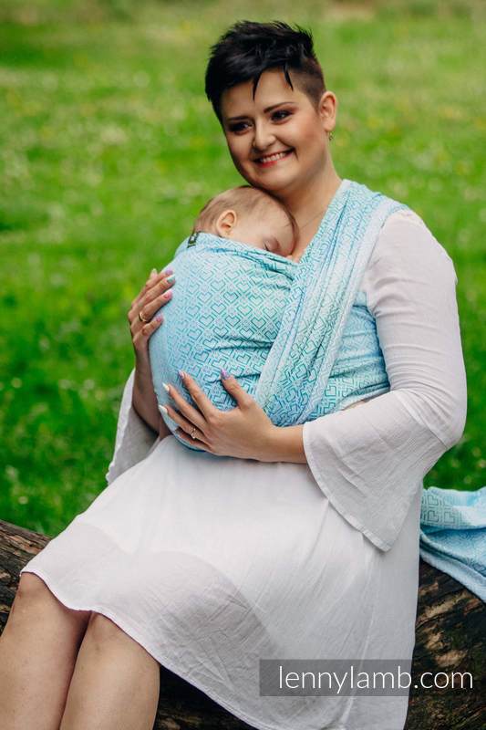 Baby Wrap, Jacquard Weave (100% cotton) - BIG LOVE - ICE MINT - size XS (grade B) #babywearing