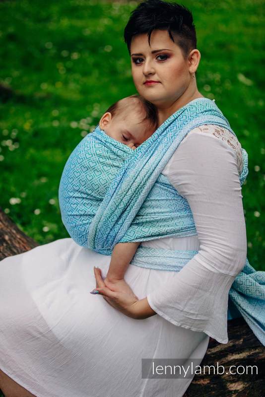 Żakardowa chusta do noszenia dzieci, bawełna - BIG LOVE - MROŻONA MIĘTA - rozmiar XS (drugi gatunek) #babywearing