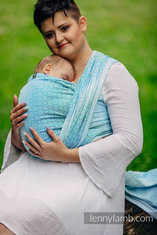 Baby Wrap, Jacquard Weave (100% cotton) - BIG LOVE - ICE MINT - size M #babywearing