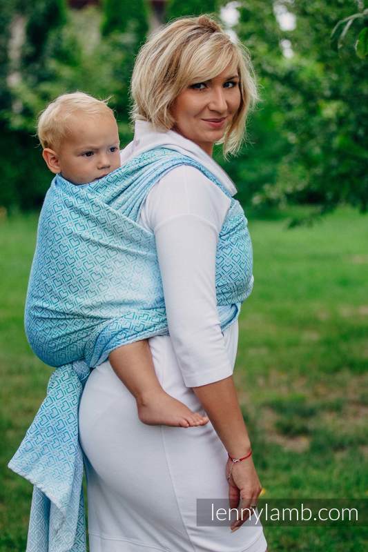 Żakardowa chusta do noszenia dzieci, bawełna - BIG LOVE - MROŻONA MIĘTA - rozmiar S #babywearing