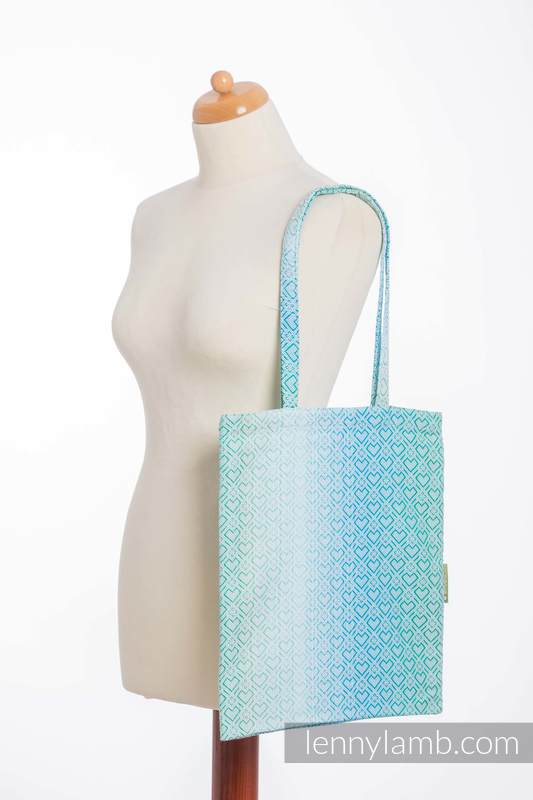Einkaufstasche, hergestellt aus gewebtem Stoff (100% Baumwolle) - BIG LOVE - ICE MINT  #babywearing
