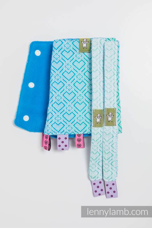 Drool Pads & Reach Straps Set, (60% cotton, 40% polyester) - BIG LOVE - ICE MINT  #babywearing