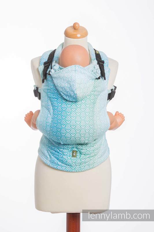 Ergonomic Carrier, Baby Size, jacquard weave 100% cotton - BIG LOVE - ICE MINT - Second Generation #babywearing