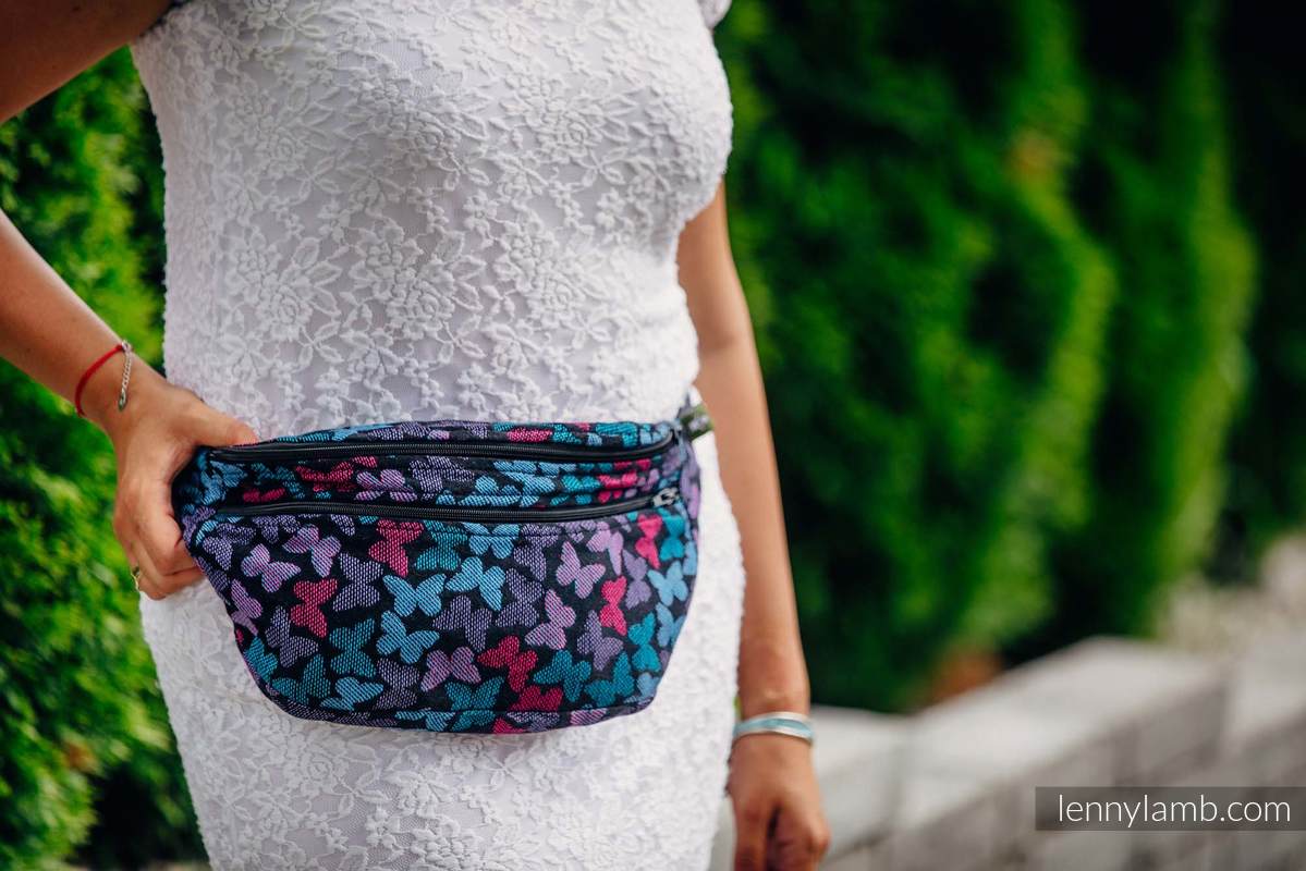 Waist Bag made of woven fabric, size large (100% cotton) - BUTTERFLY WINGS at NIGHT  #babywearing