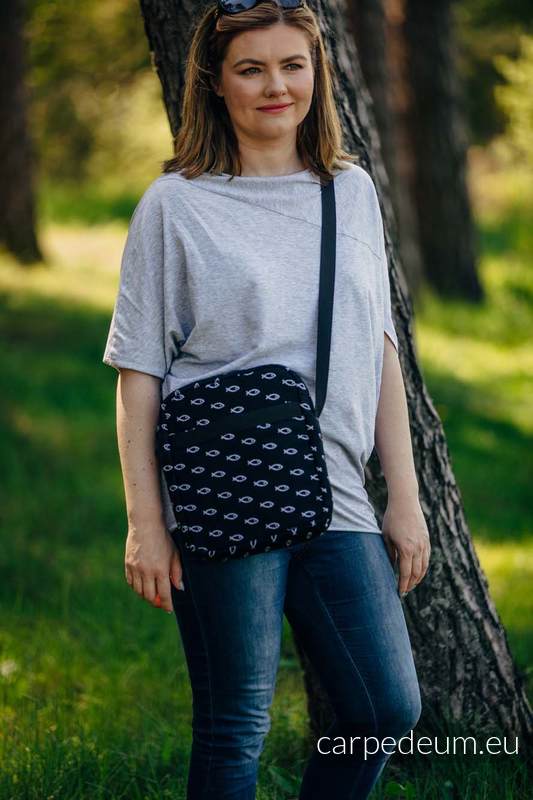 Torba na ramię z materiału żakardowego, (100% bawełna) - ICHTYS - CZARNY (drugi gatunek) #babywearing