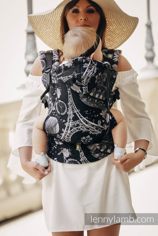 Mochila ergonómica, talla bebé, jacquard 100% algodón - CITY OF LOVE AT NIGHT - Segunda generación #babywearing
