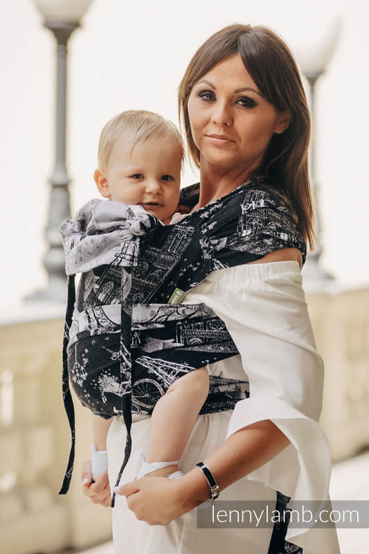 WRAP-TAI mini avec capuche, jacquard/ 100% coton / CITY OF LOVE AT NIGHT  #babywearing