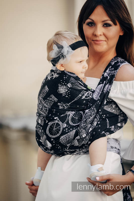 Żakardowa chusta do noszenia dzieci, bawełna - MIASTO MIŁOŚCI NOCĄ - rozmiar M #babywearing