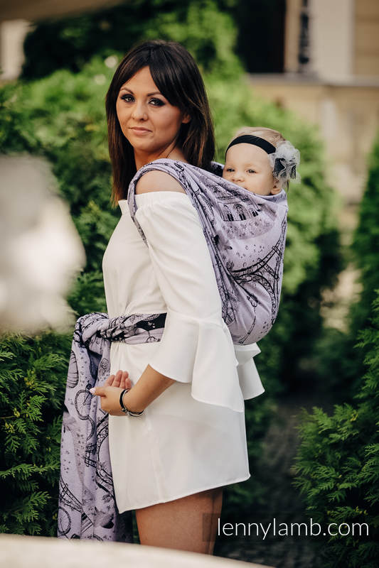 Żakardowa chusta do noszenia dzieci, bawełna - MIASTO MIŁOŚCI NOCĄ - rozmiar XS #babywearing
