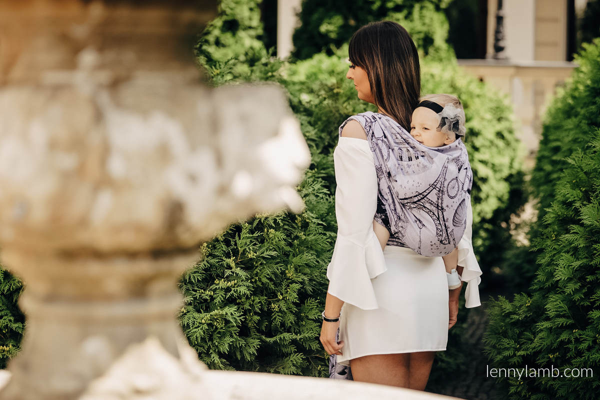 Żakardowa chusta do noszenia dzieci, bawełna - MIASTO MIŁOŚCI NOCĄ - rozmiar XL #babywearing