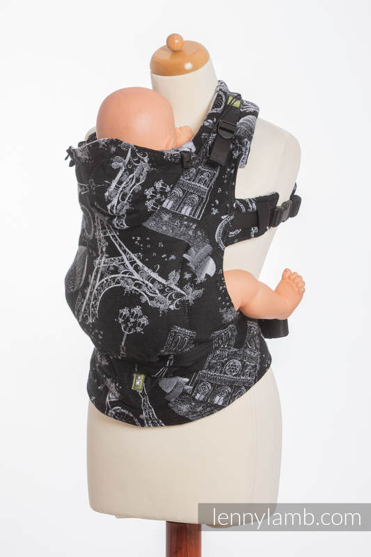 Porte-bébé ergonomique, taille bébé, jacquard 100% coton, CITY OF LOVE AT NIGHT - Deuxième génération #babywearing