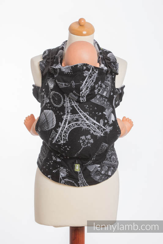 Porte-bébé ergonomique, taille bébé, jacquard 100% coton, CITY OF LOVE AT NIGHT - Deuxième génération #babywearing
