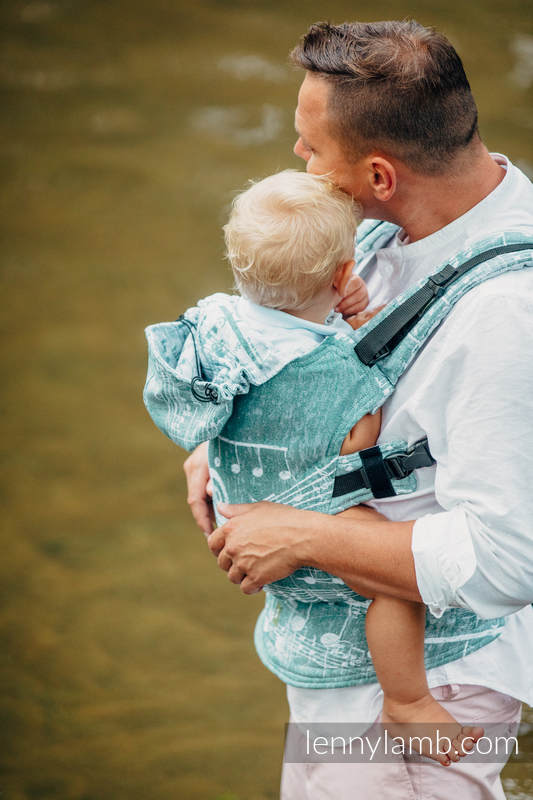 Mochila ergonómica, talla bebé, jacquard (60% algodón, 28% lino, 12% seda tusor) - FOREST SYMPHONY - Segunda generación #babywearing