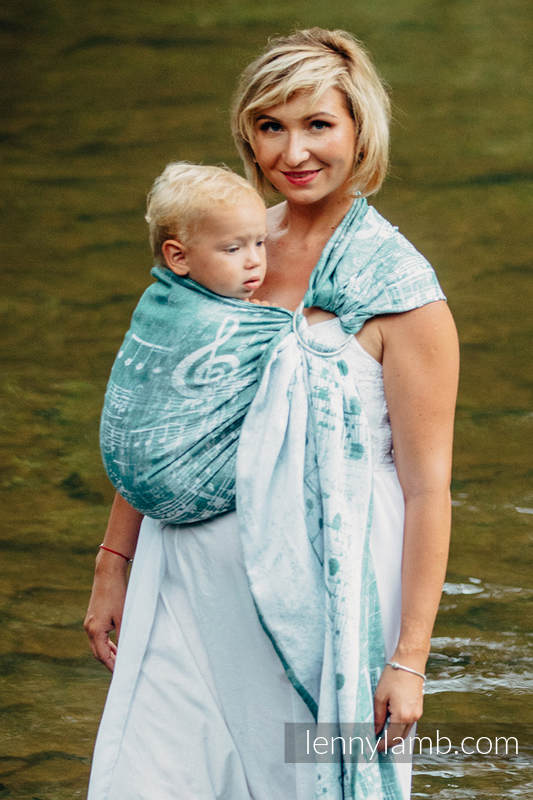 Ringsling, Jacquard Weave, with gathered shoulder(60% cotton 28% linen 12% tussah silk) - FOREST SYMPHONY - long 2.1m (grade B) #babywearing