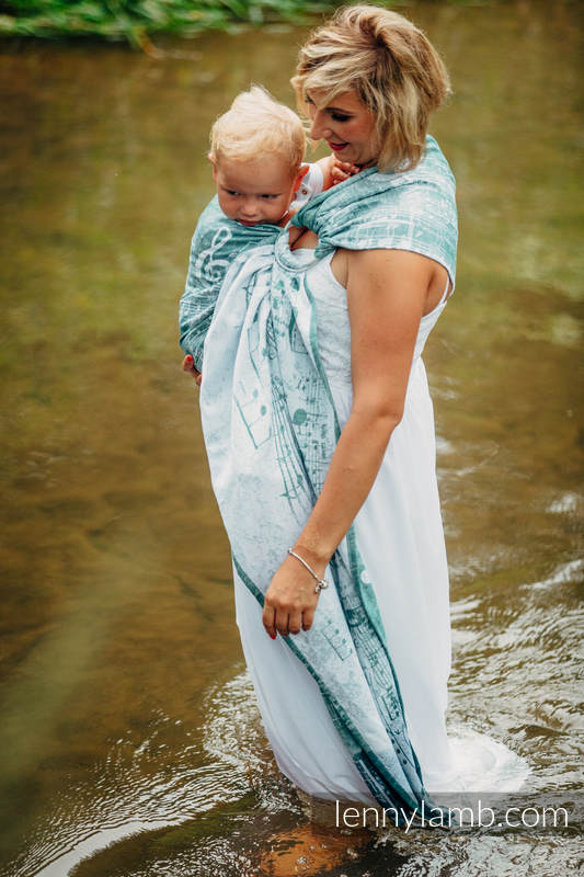 Ringsling, Jacquard Weave, with gathered shoulder(60% cotton 28% linen 12% tussah silk) - FOREST SYMPHONY - long 2.1m #babywearing