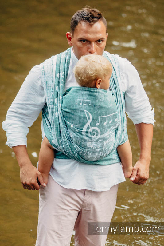 Żakardowa chusta do noszenia dzieci, 60% Bawełna 28% Len 12% Jedwab Tussah - LEŚNA SYMFONIA - rozmiar S #babywearing