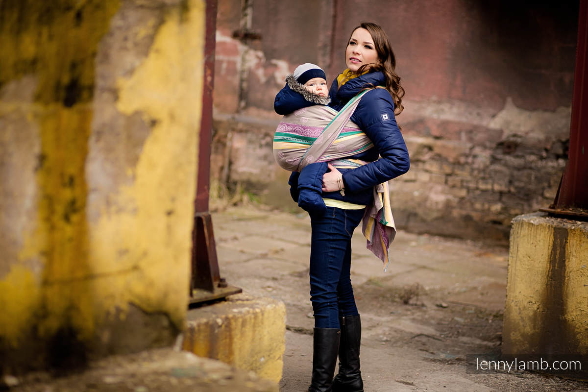 Baby Wrap, Jacquard Weave (100% cotton) - Caffe Latte Lace - size L #babywearing