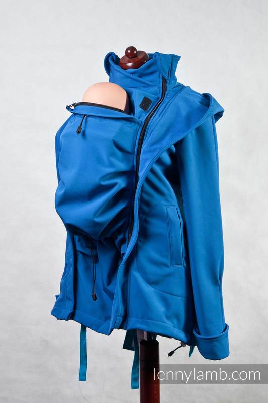 Kurtka do noszenia dzieci - Softshell - niebieska - XL #babywearing