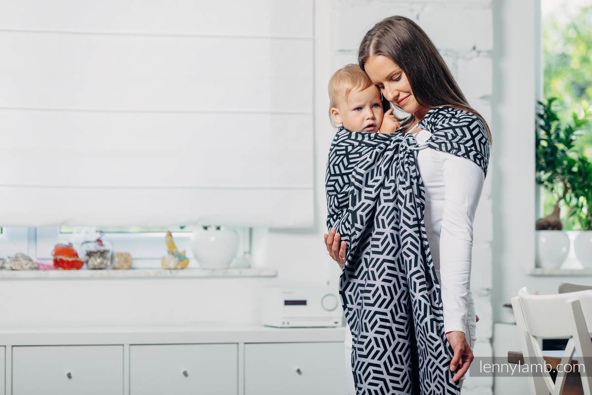 Chusta kółkowa do noszenia dzieci - HEMATYT, tkana splotem żakardowym - bawełniana - ramię bez zakładek - standard 1.8m #babywearing