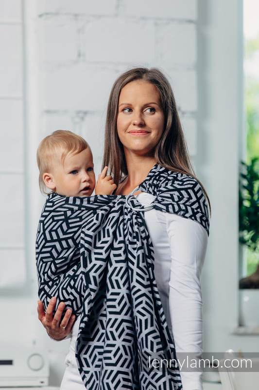 Chusta kółkowa do noszenia dzieci - HEMATYT, tkana splotem żakardowym - bawełniana - ramię bez zakładek - standard 1.8m #babywearing