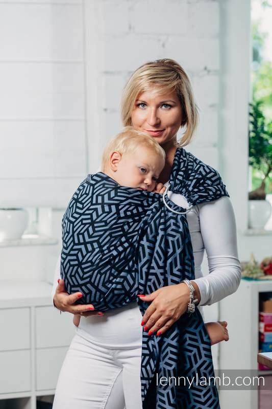 Chusta kółkowa do noszenia dzieci - KYANIT, splot żakardowy - bawełniana - ramię bez zakładek - long 2.1m (drugi gatunek) #babywearing