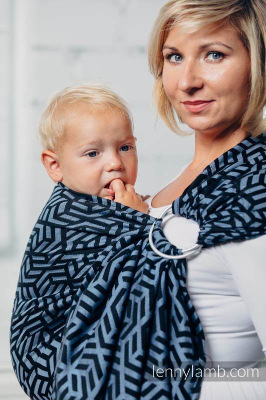 Chusta kółkowa do noszenia dzieci - KYANIT, splot żakardowy - bawełniana - ramię bez zakładek - long 2.1m #babywearing