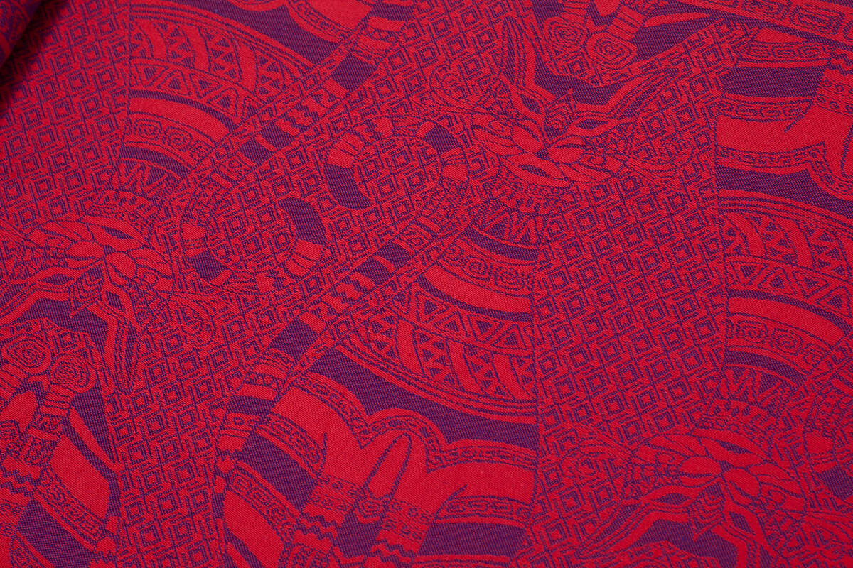 Baby Wrap, Jacquard Weave (100% cotton) - Cats Purple&Red - size L #babywearing