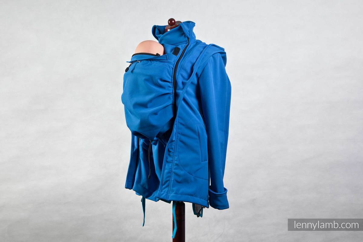 Kurtka do noszenia dzieci - Softshell - niebieska - XL #babywearing