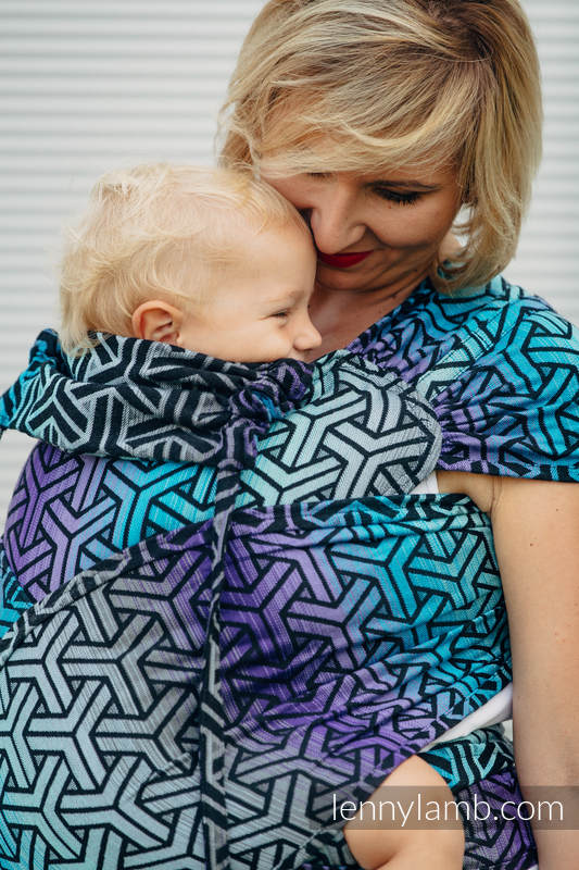 Nosidełko dla dzieci WRAP-TAI MINI, bawełna, splot żakardowy, z kapturkiem, TRINITY KOSMOS (drugi gatunek) #babywearing