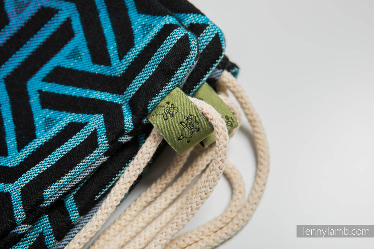 Sac à cordons en retailles d’écharpes (100% coton) - TRINITY COSMOS - taille standard 32 cm x 43 cm #babywearing