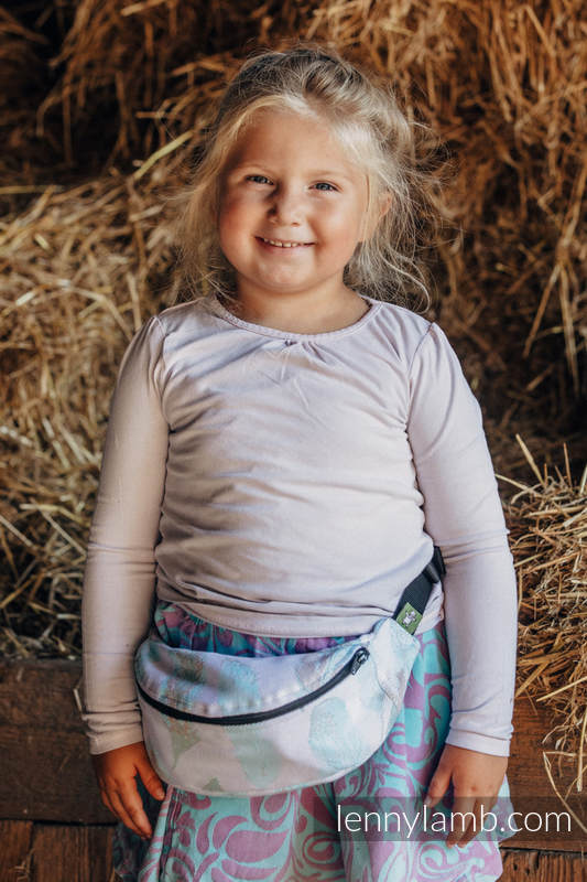 Waist Bag made of woven fabric, (100% cotton) - PAINTED FEATHERS WHITE & TURQUOISE #babywearing