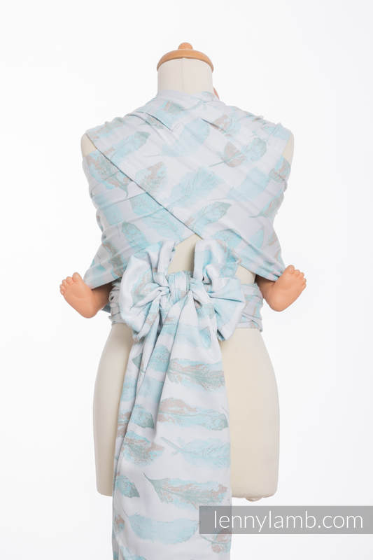 WRAP-TAI carrier Mini with hood/ jacquard twill / 100% cotton / PAINTED FEATHERS WHITE & TURQUOISE (grade B) #babywearing