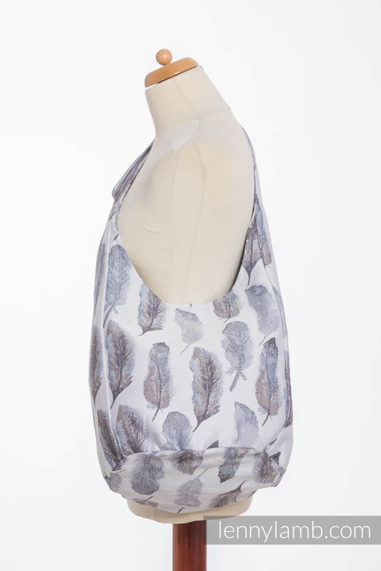 Hobo Tasche, hergestellt vom gewebten Stoff (100% Baumwolle) - PAINTED FEATHERS WEIß & DUNKELBLAU  #babywearing