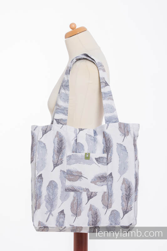 Shoulder bag made of wrap fabric (100% cotton) - PAINTED FEATHERS WHITE & NAVY BLUE - standard size 37cmx37cm #babywearing