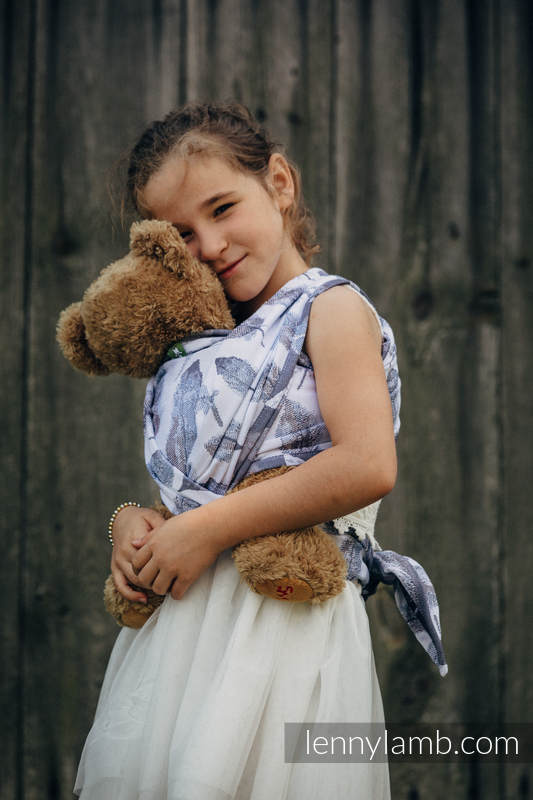 Doll Sling, Jacquard Weave, 100% cotton - PAINTED FEATHERS WHITE & NAVY BLUE  #babywearing