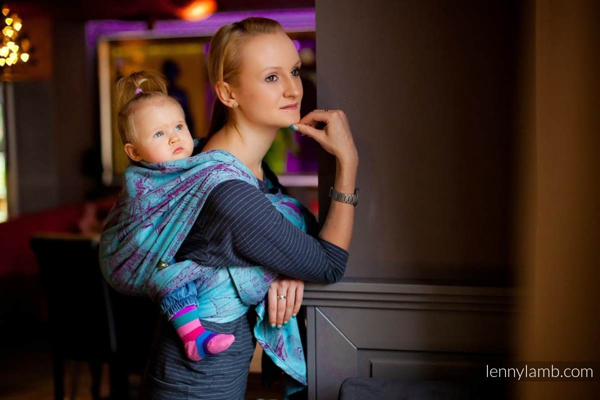 Baby Wrap, Jacquard Weave (100% cotton) - Galleons Red & Turquoise - size L #babywearing