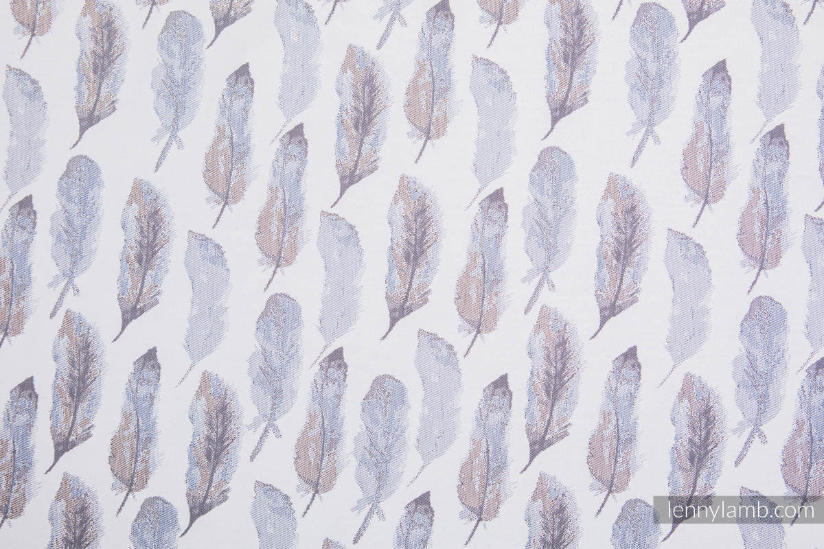 Baby Wrap, Jacquard Weave (100% cotton) - PAINTED FEATHERS WHITE & NAVY BLUE - size L #babywearing
