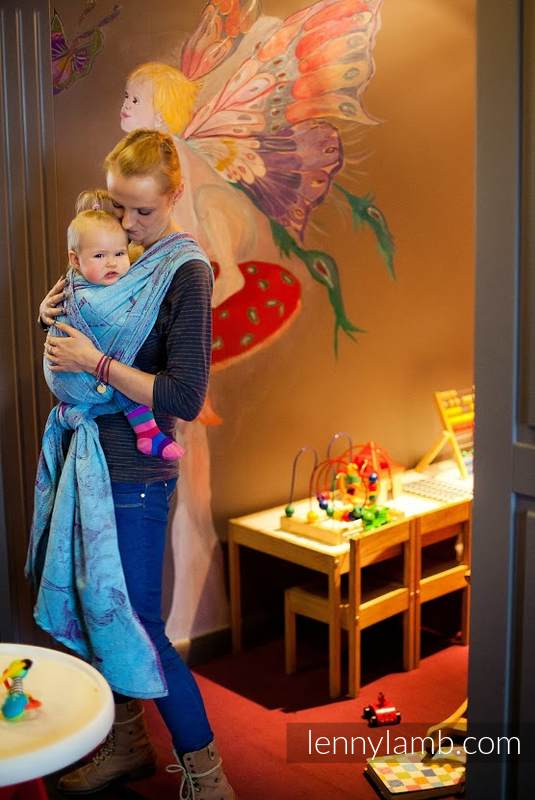 Baby Wrap, Jacquard Weave (100% cotton) - Galleons Red & Turquoise - size L #babywearing