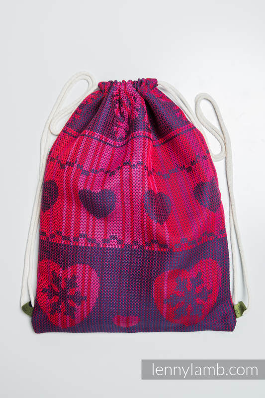 Sackpack made of wrap fabric (100% cotton) - WARM HEARTS WITH CINNAMON - standard size 32cmx43cm #babywearing