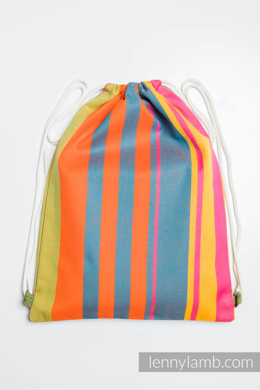 Mochila portaobjetos hecha de tejido de fular (100% algodón) - ZUMBA ORANGE - talla estándar 32cmx43cm #babywearing