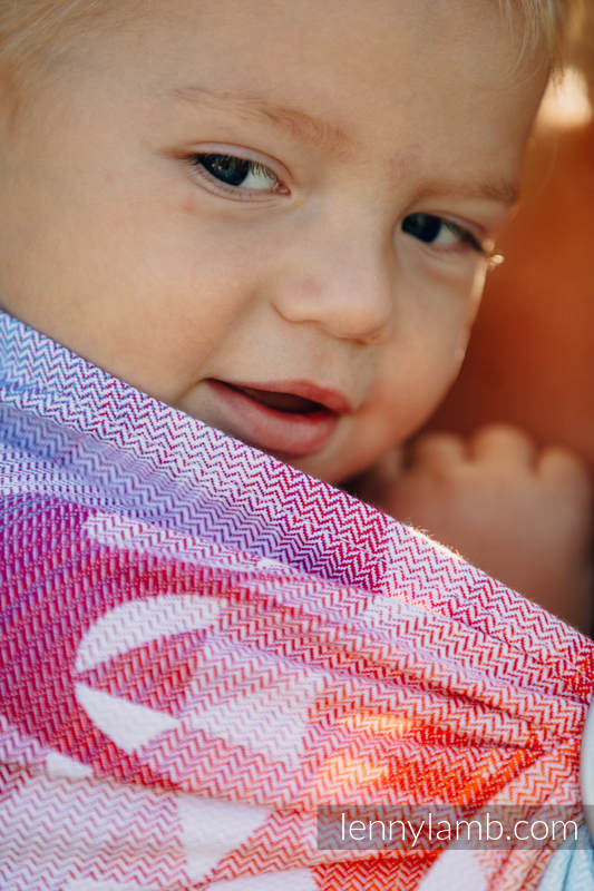 Żakardowa chusta kółkowa do noszenia dzieci, bawełna, ramię bez zakładek - JASKÓŁKI TĘCZOWE LIGHT  - long 2.1m #babywearing
