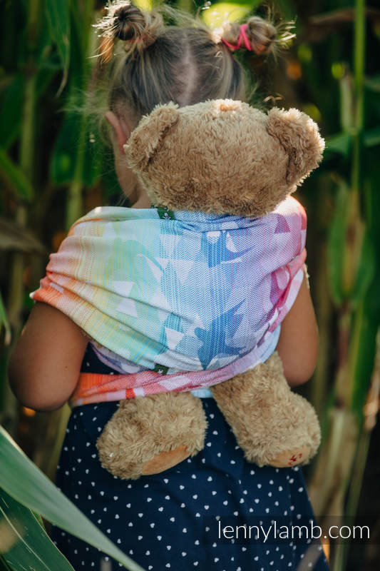 Żakardowa chusta dla lalek, 100% bawełna - JASKÓŁKI TĘCZOWE LIGHT #babywearing