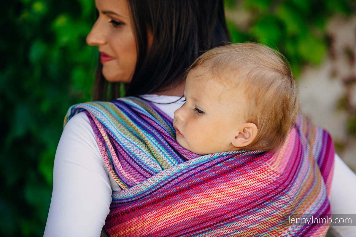 Baby Wrap, Herringbone Weave (100% cotton) - LITTLE HERRINGBONE RASPBERRY GARDEN - size S #babywearing