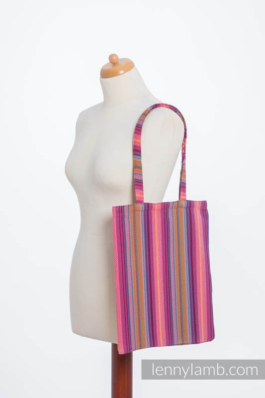 Shopping bag made of wrap fabric (100% cotton) - LITTLE HERRINGBONE RASPBERRY GARDEN  #babywearing