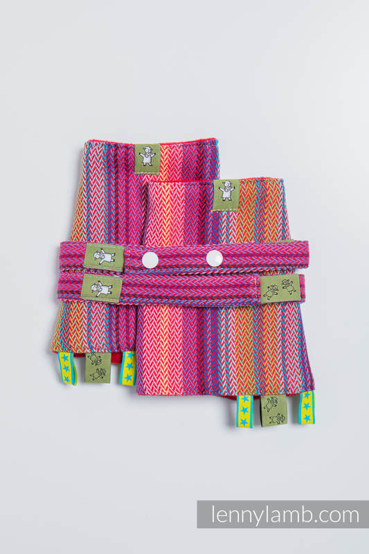 Drool Pads & Reach Straps Set, (60% cotton, 40% polyester) - LITTLE HERRINGBONE RASPBERRY GARDEN  #babywearing