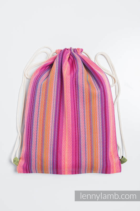 Sackpack made of wrap fabric (100% cotton) - LITTLE HERRINGBONE RASPBERRY GARDEN - standard size 32cmx43cm #babywearing