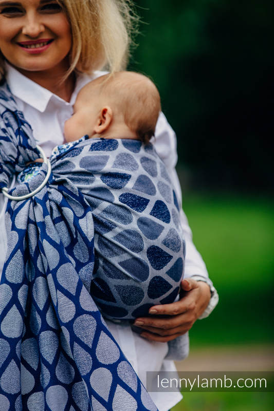Żakardowa chusta kółkowa do noszenia dzieci, bawełna, ramię bez zakładek - RADOSNY CZAS RAZEM - long 2.1m (drugi gatunek) #babywearing