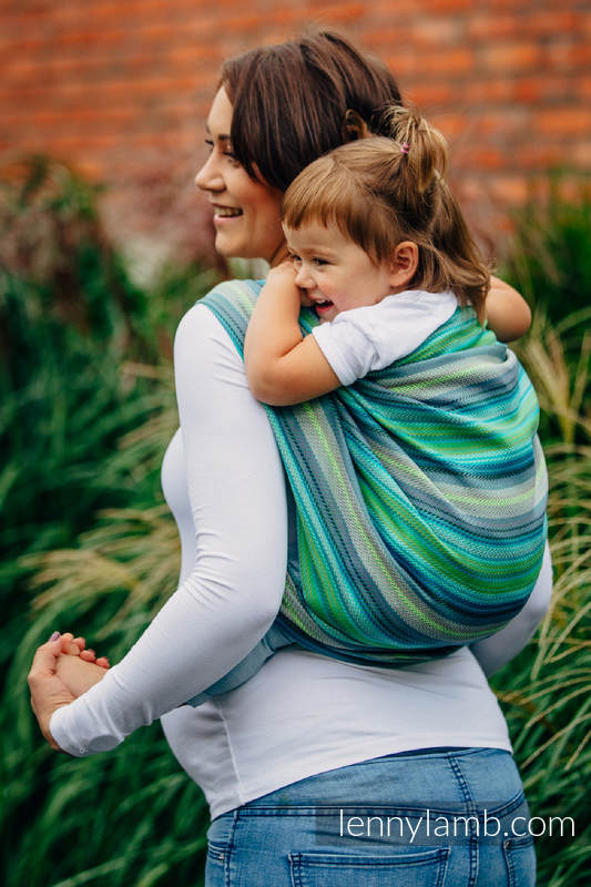 Chusta do noszenia dzieci, tkana splotem jodełkowym, bawełna - MAŁA JODEŁKA AMAZONIA  - rozmiar XL #babywearing